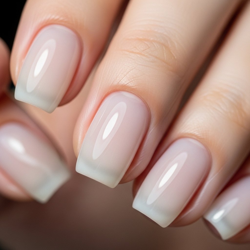 Summer Nail Color 2026 – Sheer Milky Jelly Soap Nails Short Squoval