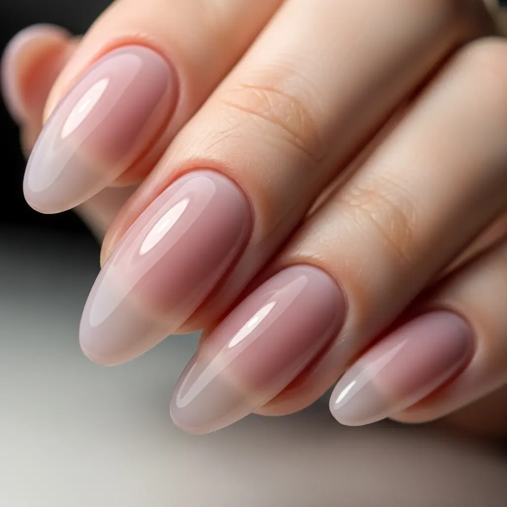 Summer Nail Color 2026 – Dusty Rose Mauve Sheer Almond Nails