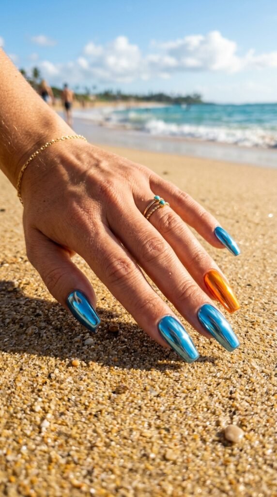 Chrome and Metallic Nails — Mirror Finish Meets Sunlight