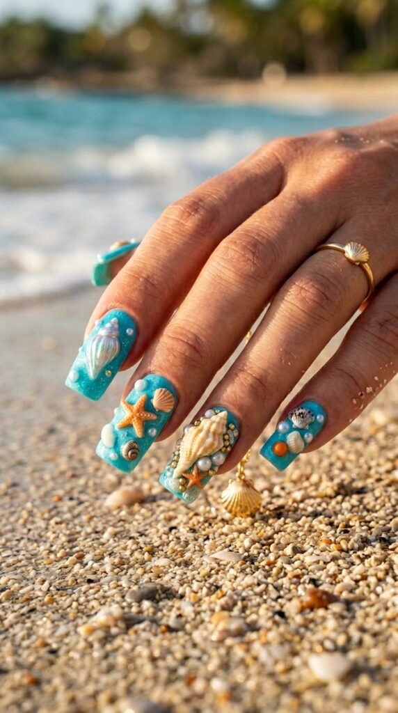 Seashell 3D Nails — Texture Takes Center Stage