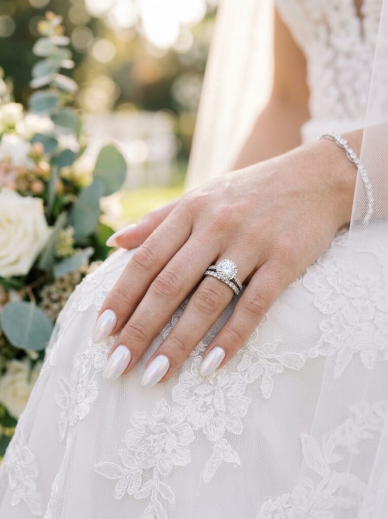  Milky White Wedding Nails