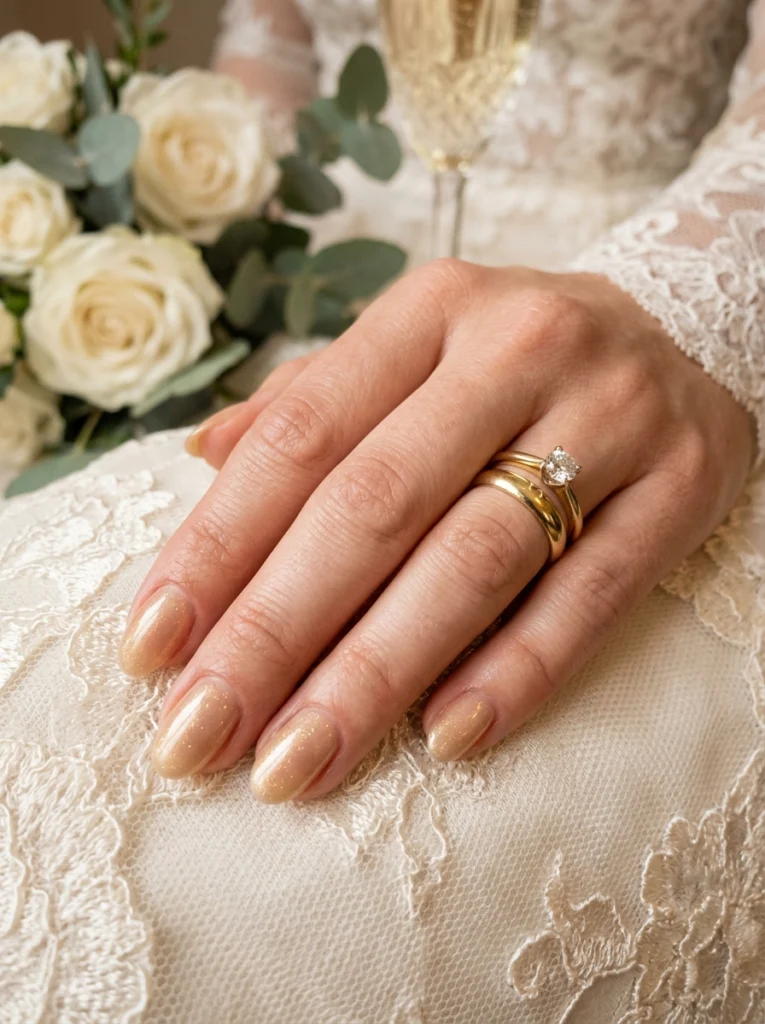 Sheer Champagne Bridal Nails