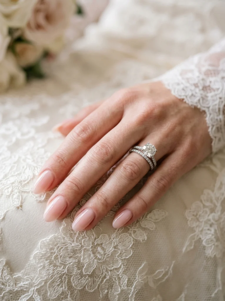 Soft Blush Pink Bridal Nails