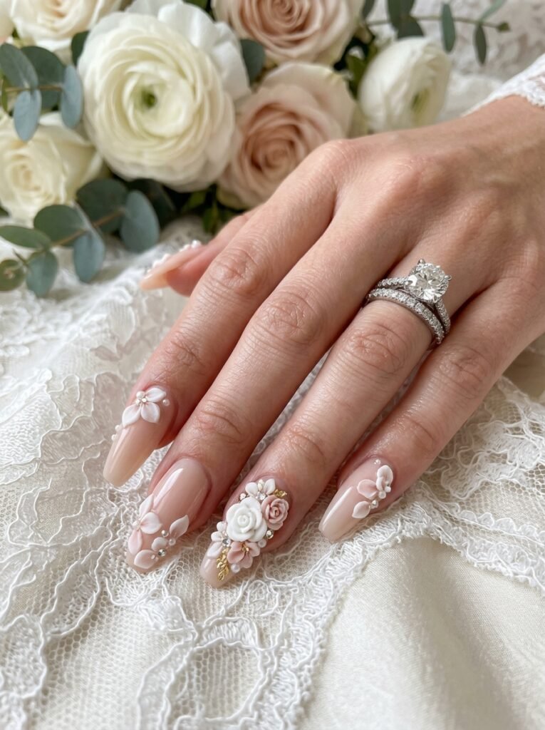 3D Sculpted Floral Nails