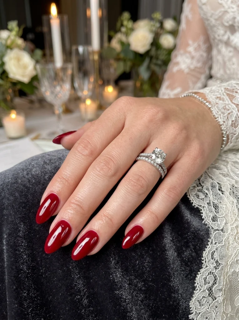 Classic Red Bridal Nails