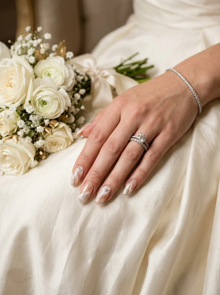Marble Bridal Nails
